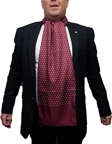 Mazeys Mens Retro Mod Polka Dot Scarf… (Burgundy)