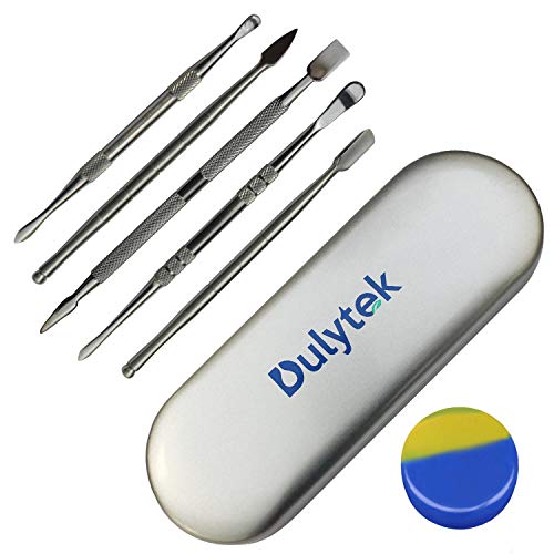 Dulytek 6-Piece Wax Carving & Collecting Tool Set with Silicone Jar and Metal Carrying Case