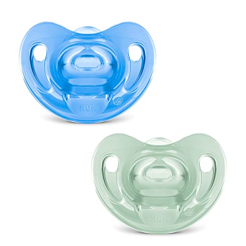 Kit com 2 Chupetas Sensitive Soft 100% Silicone Boy S1 - NUK, Azul/Verde, Tam 1 (0-6 Meses)