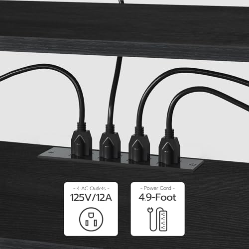 Image of HOOBRO TV Stand with Power Outlets to 75 Inches, TV Console Table with Open Storage Shelves Cabinet, Industrial Media Entertainment Center for Living Room Bedroom, Black BB60DS01