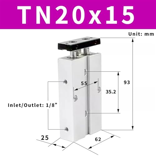 Cilindros neumáticos de aire serie TN20 compactos de doble acción 3