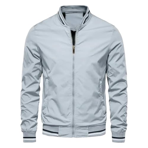 BoShiNuo Autumn Solid Color Jacket Men Casual Slim Fit Baseball Mens Jackets for Man H 886 XL