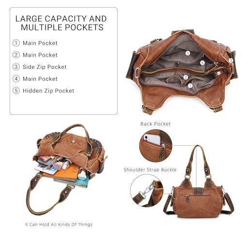 Image of Angel Kiss Hobo Bags for Women Vegan Leather Purses and Handbags Ladies Chic Shoulder Bags Crossbody Purses with Metal Studs