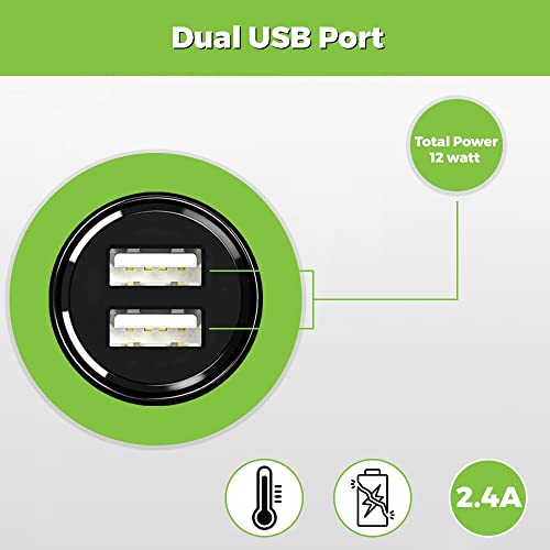 Image of UltraProlink UM0082 ZipKit Dual USB Fast Car Charger | Black | 3.4A /17W + 3 in 1 Charging Cable | Dual USB Port | Compact and Slim | Universally Compatible for iOS, Type C & Micro USB Connectors