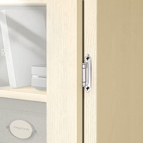 Infantly Bright 2Pcs Self Closing Kitchen Inset Cabinet Hinges, 1/2~'' Overlay Satin Brushed Nickel Silver Door With Upgraded Screws For Cabinet/Cupboard/Furniture Doors #TOP4