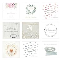Edition Seidel Set 9 Premium quadratische Karten zur Konfirmation mit Umschlägen. Glückwunschkarten Konfirmationskarten Doppelkarten Klappkarten Kartenset Karte Spruch Kinder Jugendliche (SW026)