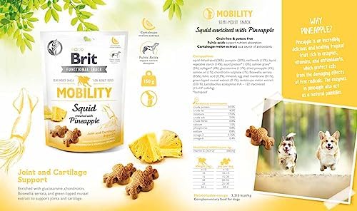 Brit Care Functional Snack, Eklem Ve Kıkırdak Sağlığını Desteklemek İçin, Tahılsız, Kalamar Ve Ananaslı, Fonksiyonel Yetişkin Köpek Ödülü, 150 g - Görsel 3