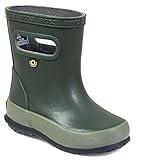 BOGS unisex child Skipper Waterproof Rubber for Boys and Girls Rain Boot, Solid Dark Green, 10 Toddler US