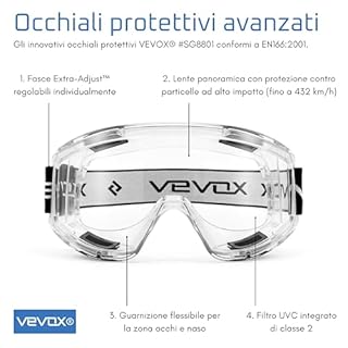 VEVOX® Maschera respiratoria con filtro A1P2 – Protezione da gas, vapori e polveri sottili – Ideale per verniciatura, levigatura e lavori edili – Con 6 filtri P2 antiparticolato e 2 A1 antigas