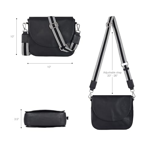 Image of Genuine Leather Shoulder Crossbody Purse For Women with Adjustable Strap, Mobile Pocket & Outside & Inside Zipper