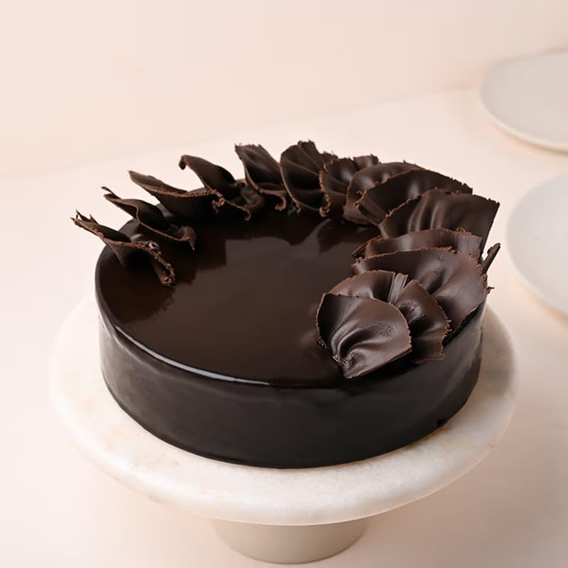 FlowerAura Delicious Fresh Eggless Chocolate Truffle Cake For Birthday Cake, Anniversary Cake, Valentine's Day Cake, Mother's Day Cake, Father's Day Cake, Women's Day Cake (Same Day Delivery) (0.5Kg)