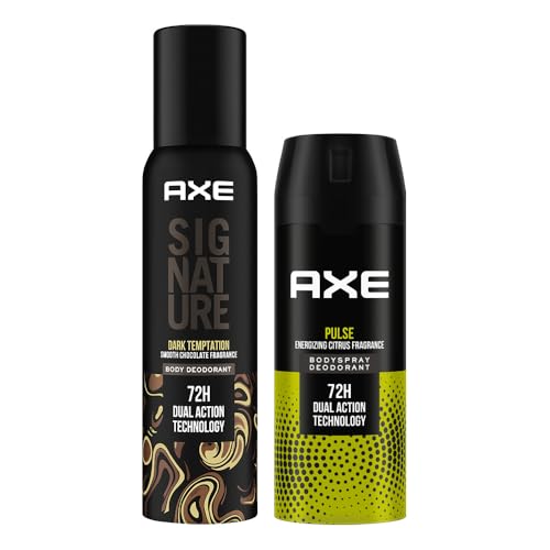 Image of AXE Signature Dark Temptation Body Perfume, 154ml and Pulse Long Lasting Deodorant Body Spray for Men, 150ml