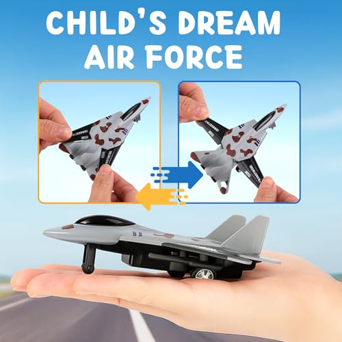 4 Pack: Diecast Fighter Jets Pullback Airplane Military Plane Toys Army Air Force Party Favors Kids Playset and Durable Die-cast Metal Miniature Aircraft Models for Imaginative Play by Liberty Imports - Image 5