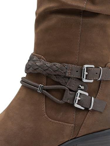 Marco Tozzi Damen Stiefel mit Blockabsatz Vegan, Braun (Cafe Comb), 40 EU