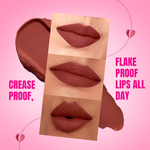 Image of Elle18 Matte Max Liquid Lipstick - Brown Butter, for Smooth Lips, with Hyaluronic Acid & Vitamin E, Blur Matte Finish, Transferproof & Smudgeproof - 6ml