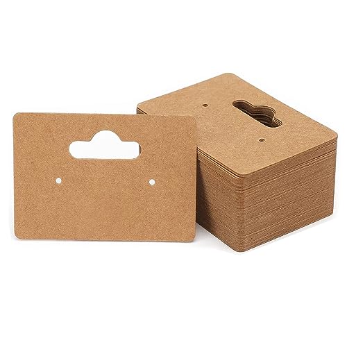 WRIRKN 100 Piezas de Soporte para Pendientes, Etiquetas de Papel, Tarjetas para Pendientes, Tarjetas para Pendientes, joyería, Pendientes, Tarjetas de Papel Kraft, Tarjetas para Pendientes, 5x3,5 cm