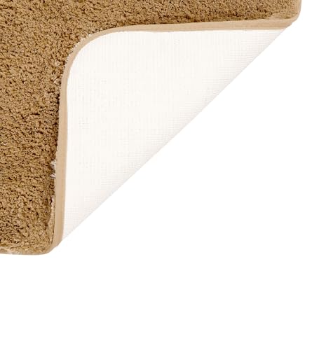 Image of Pano Anti Slip Bathmat Set with Contour | Washable, Non-Slip & Quick-Drying Mats for Home /Kitchen /Office | Soft & Super Absorbent Mats for Shower (Beige, 50x75 cm & 50x50 cm) Sophia