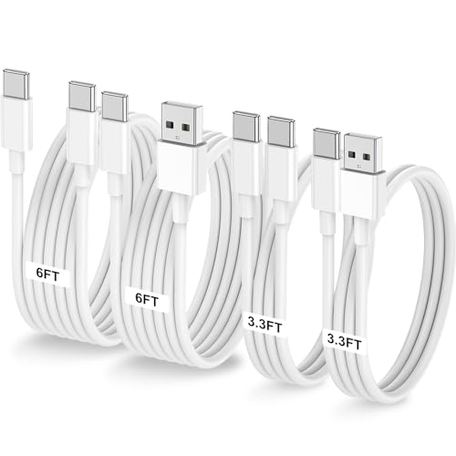 Image of Car Carplay Cable for iPhone 17 16 15, 2-Pack [3.3FT+6FT] 60W USB C to USB C Cable And 2-Pack [3.3FT+6FT] USB A to USB C Cable for iPhone 17 16 15，for Galaxy S25 S24, for iPad, for MacBook and More