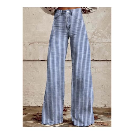 Hassembly Women Y2K Striped Jeans High Waist Button Wide Leg Casual Denim Pants Bootcut Flare Boyfriend Trousers with Pockets2