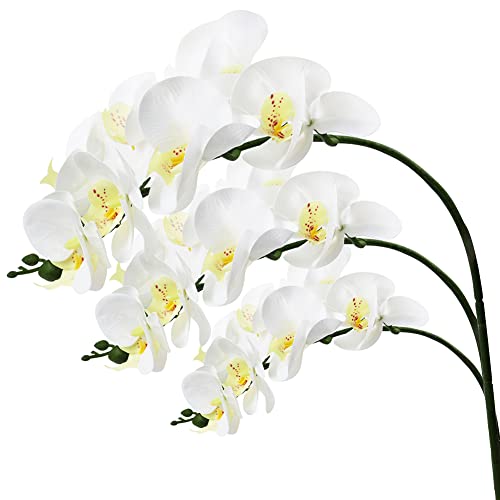 Flores de orquídeas Artificiales Blancas, orquídeas de imitación Phalaenopsis, 7 Flores florecientes, 53 cm de Largo, jardín de la casa, Fiesta de Bodas, Centro de Mesa, arreglo Floral, decoración