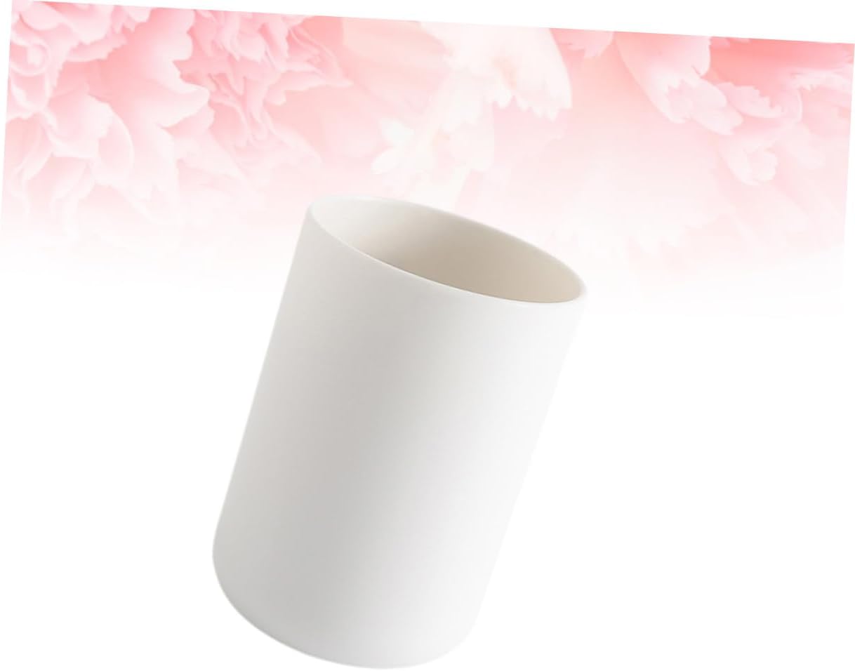 5Pcs White Toothbrush Cup Plastic Couples Bathroom Tumblers | Simple Elegant Appearance, Lightweight Portable Design, Solid Collection, Mouthwash Use, for Home Sink Area