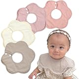 [Ella.] 360° 防水スタイ よだれかけシンプル おしゃれ 4枚セット ベビー 赤ちゃん コットン 綿 防水シート 花形 くるくる 染みない スナップボタンスタイ かわいい 綿100% ベビービブ 男の子 女の子 360 セット