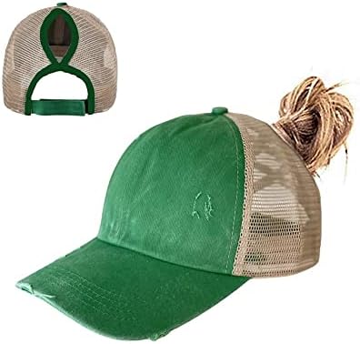 Criss Cross Ponytail Hat Washed Distressed Mesh Womens Baseball Cap Dad Hat Ponytail Hat for Women