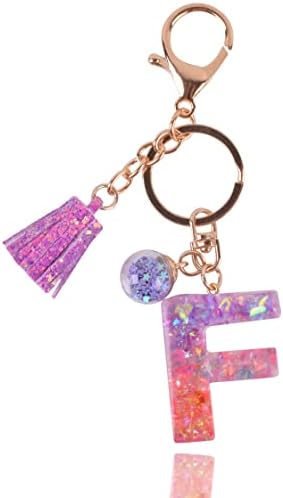 VINTAGE EMBROIDERY V.E. Initial Keychain Letter Alphabet Sweet Bag Charm Key Chain for Women Girl Birthday Gifts