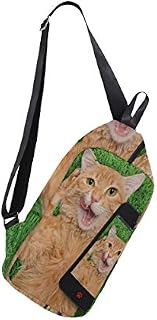 Sling Bag Kitten Grass Selfie Womens Chest Shoulder Backpacks Crossbody School Daypack