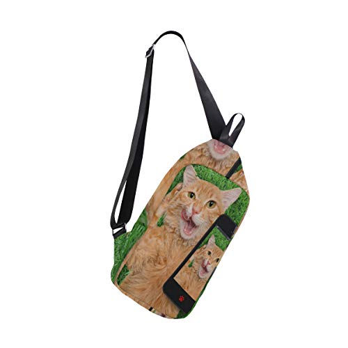 Sling Bag Kitten Grass Selfie Womens Chest Shoulder Backpacks Crossbody School Daypack