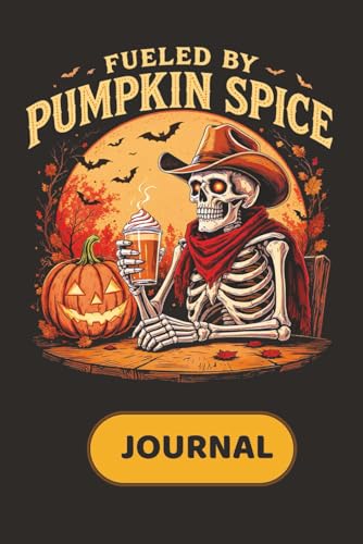 Pumpkin Spice Halloween Journal: Funny Skeleton Notebook: 120 Lined Pages for Writing and Notes