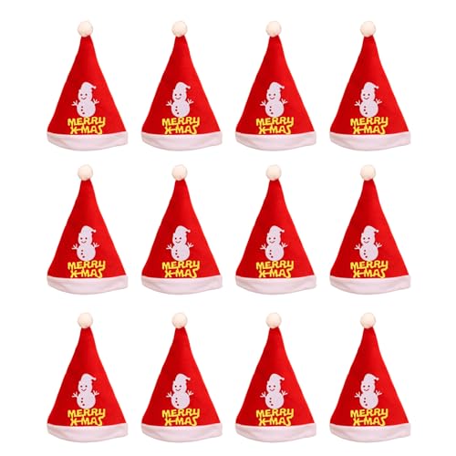 Bonnet de Père Noël lot de 12 avec ceinture blanche pour les fêtes d'adultes