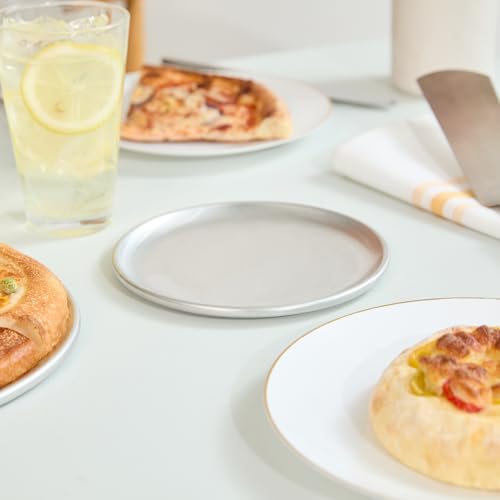 Restaurantware 6 Inch Aluminum Pizza Pan 12 Count Coupe Silver Pizza Pan, Heat Conductive Round Pizza Tray, Lightweight Corrosion-Resistant Serving Tray For Restaurant Or Home Use by Restaurantware - Used condition - Image 7