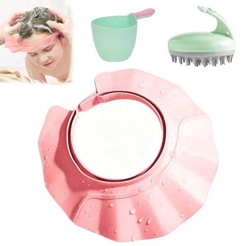 Hair Washing Shield, Adjustable Wide Brim Shampoo Hat, Waterproof Shower Visor with Comfortable Safety Design, For Men and Women (Pink)