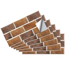TONSHEN 24-Sheet Waterproof Wall Tiles 5.91"x11.81" Self-Adhesive Tile Peel and Stick Backsplash for Kitchen Bathroom Living Room Brown