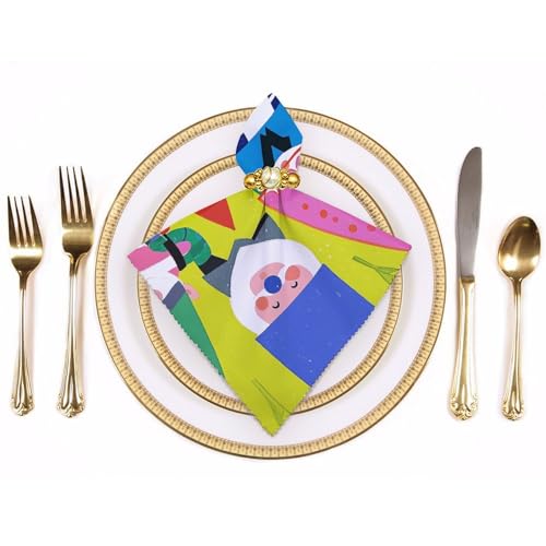 Servilletas de Tela Coloridas con Gnomos, Pack de 6 miniatura 3
