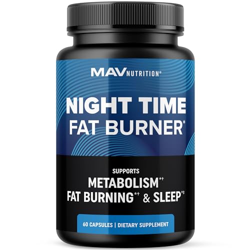 Night Time Fat Burner for Weight Loss Support & Sleep Aid | Appetite Suppressant, Carb Blocker, Overnight Metabolism Booster for Stomach Fat Burner & Night Shred with Melatonin | Non-GMO, Vegan 60ct