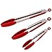 Kitchen Tongs, Set of 3 - 7, 9, 12 Inch Heavy Duty, Non-stick Silicone, Stainless Steel Locking Kitchen Tongs for Barbeque, Cooking or Grilling