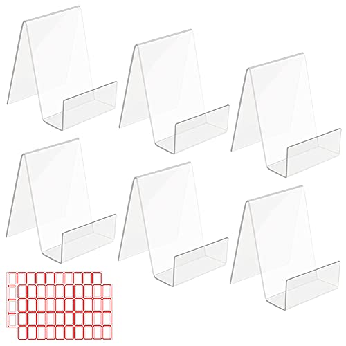 LOVECENTRAL 6 Pack Large Clear Acrylic Book Stand, Transparent Display Stand, Plastic Brochure Holder for Pictures, Albums, Menu, Magazines