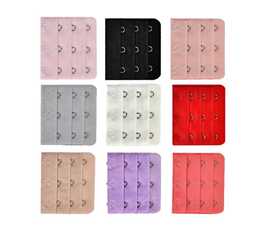 Quupy 22 Pieces Women's Bra Extenders Assorted Colors 3 Rows X 3 Hooks Spacing Bra Extender Elastic Stretchy Bra Extension Strap For Plus Size Bra Extensions(Color Random) #TOP2