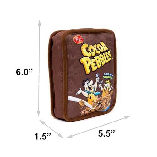 The Flintstones Dog Toy, Cocoa Pebbles Fred and Barney Cereal Box Réplica Brown Pet Toy, Pelúcia
