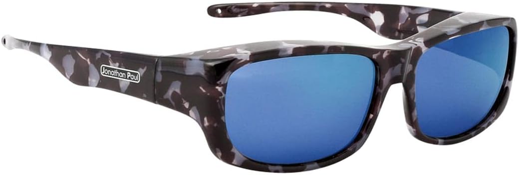 Jonathan Paul Pandera Polarized Fitover Sunglasses in Black Marble with Blue Mirror Lenses