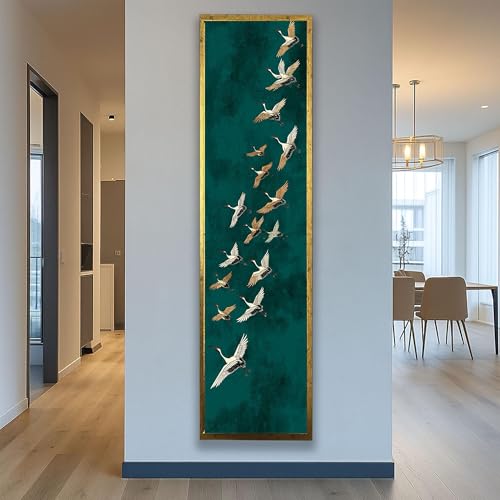Tableau mural grue verte déco salon moderne cadre 20x60 - 2