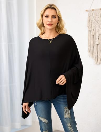 Ferand Women's Lightweight Poncho Tops Versatile Buttoned Shawl Wraps for Spring Summer3