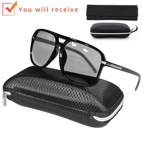 Polarized Sunglasses for Men and Women, Lightweight Rectangular Sun Glasses, UV Protection Black Sunglasses2