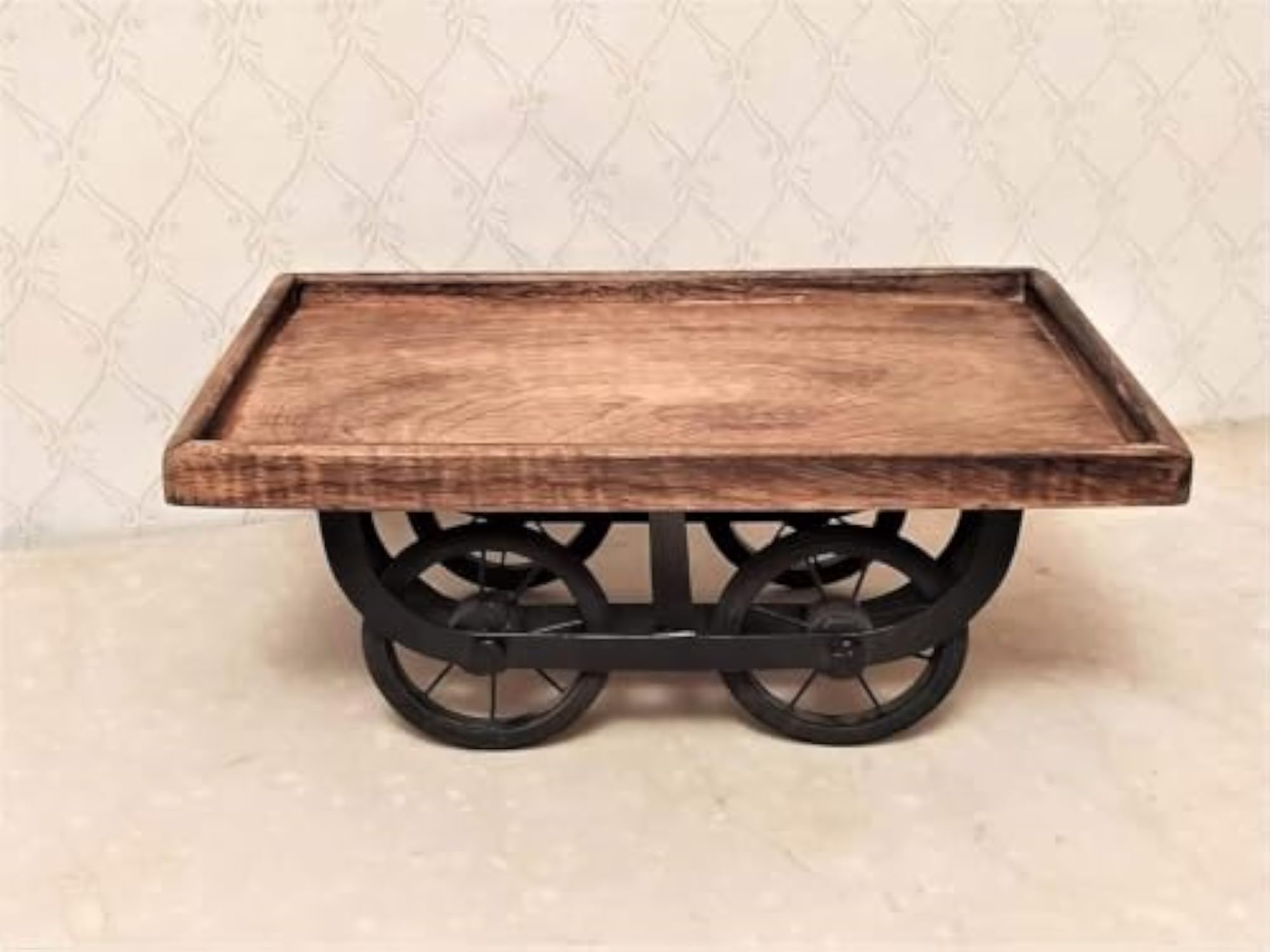 Homelywood Wooden Serving Trolley with Wheels