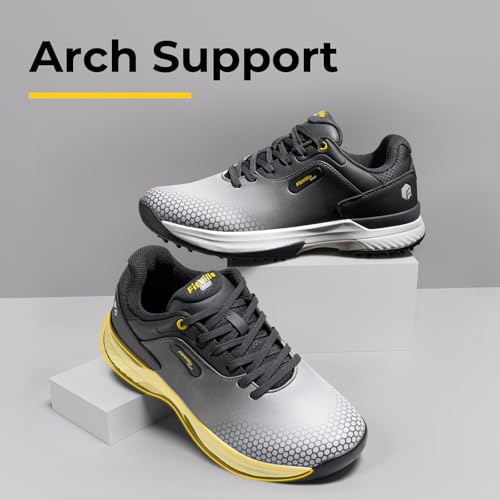 FitVille Extra Weit Golfschuhe für Herren wasserdicht Golfschuh Herren mit Schnürung Atmungsaktiv Trainingsschuh für Golf Hellgrau 45 EU Weit