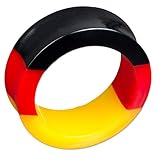 1 Stück Double Flared Deutschland Fan Flesh Tunnel aus Kunststoff