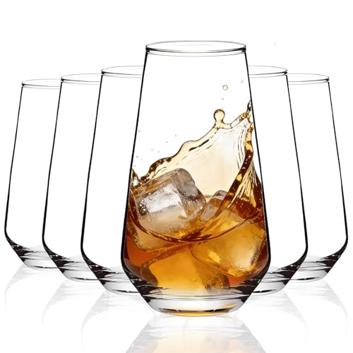 6 PCS Highball Glass Set, Classic Durable Glassware, Dishwasher-Safe Glassware, Ideal for Cocktails, Juice, and Water, Suitable for Home, Restaurant, and Parties (505ml)