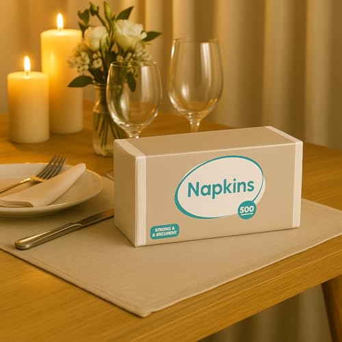 (2 Pack) AnexaGlobal White Disposable Paper Napkins 12